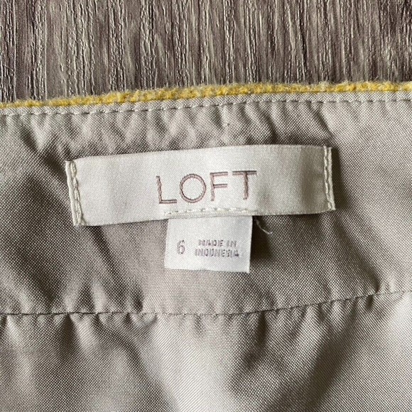 Loft Women's Yellow Gray Plaid Wool Blend Mini Fully Lined Side Zip Skirt Size 6 - Picture 7 of 11